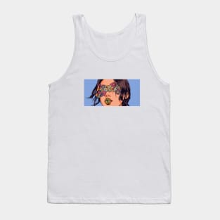 Illustration of Woman With Flowers Tank Top